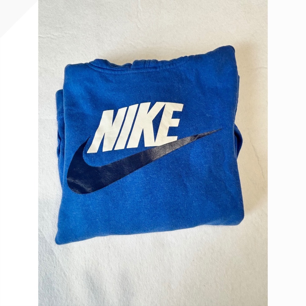 Nike Boys Blue Sportswear Fleece Pullover Hoodie Large L Big Kids Logo Swish